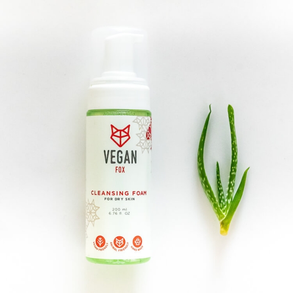 Cleansing foam for dry face skin aloe vera extract vegan fox hand made